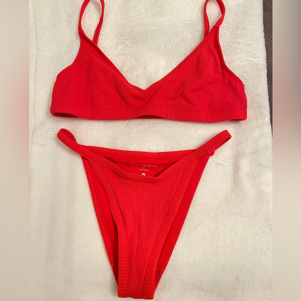 La Hearts Ribbed Bikini Set